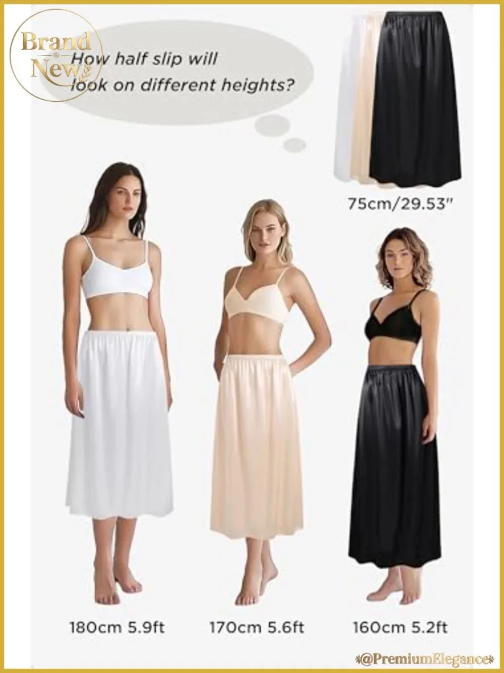 Women's Half Slip 3-Pack Silky A-Line Under Dress Skirt Extender